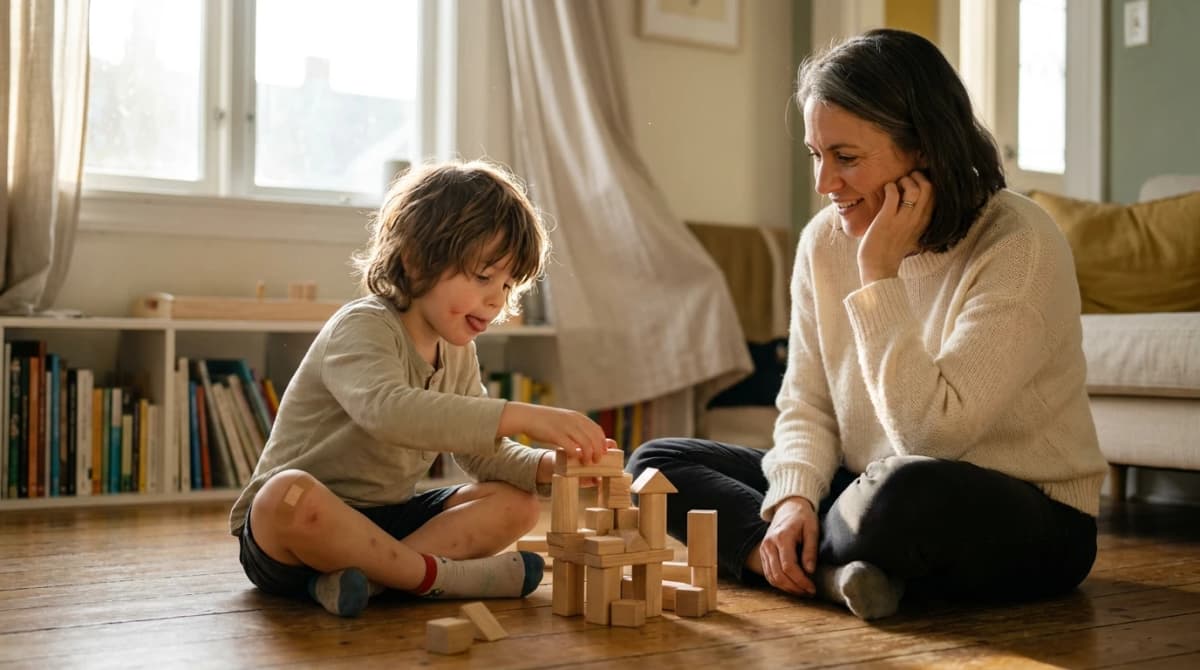 A parent and child at home